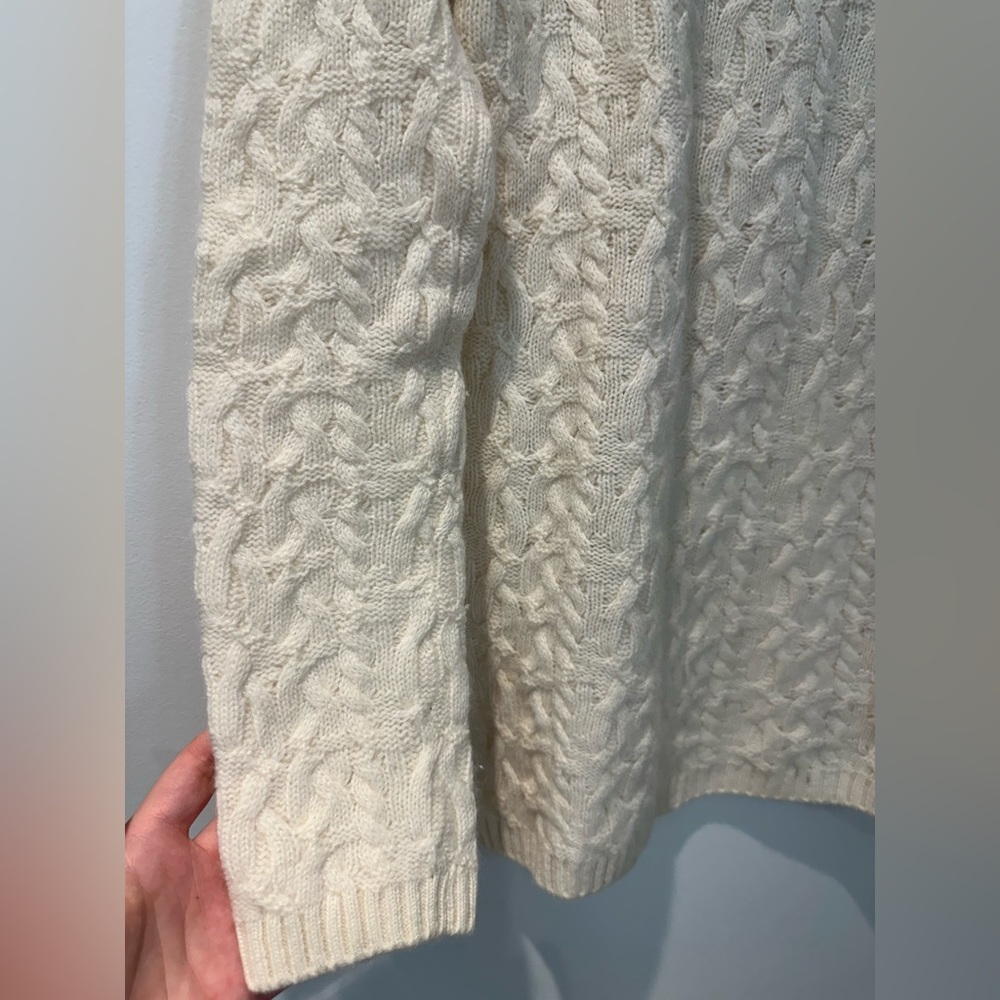 100% Mongolian Cashmere cable knit sweater in cream/off white—SO soft! XS/S - Picture 9 of 10